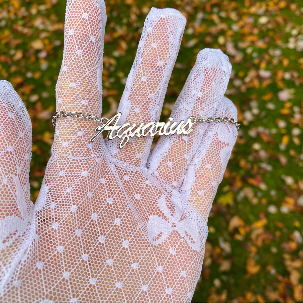 New Dolls Kill Aquarius Zodiac Necklace Birthday Gift Silver Jewelry Dollskill 20$